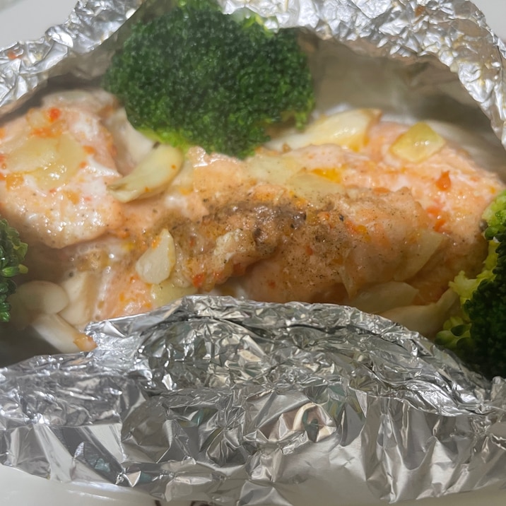 コストコサーモンポキでホイル焼き!